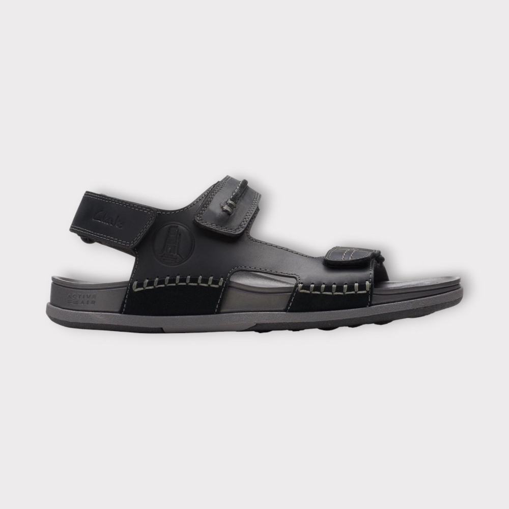 Clarks Mens Nature 5 Trail Sandals in Black Nubuck. 26172332